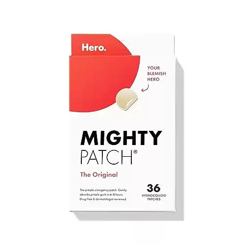 Mighty Patch Original from Hero Cosmetics - Hydrocolloid Acne Pimple Patch for Covering Zits and Blemishes, Spot Stickers for Face and Skin,
